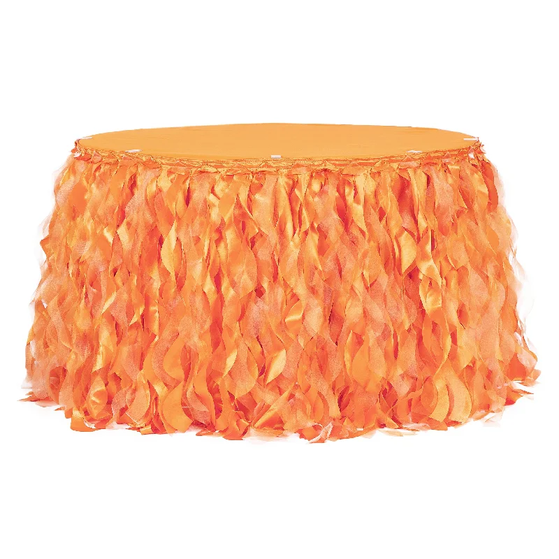 Curly Willow 14ft Table Skirt - Orange linen skirt natural