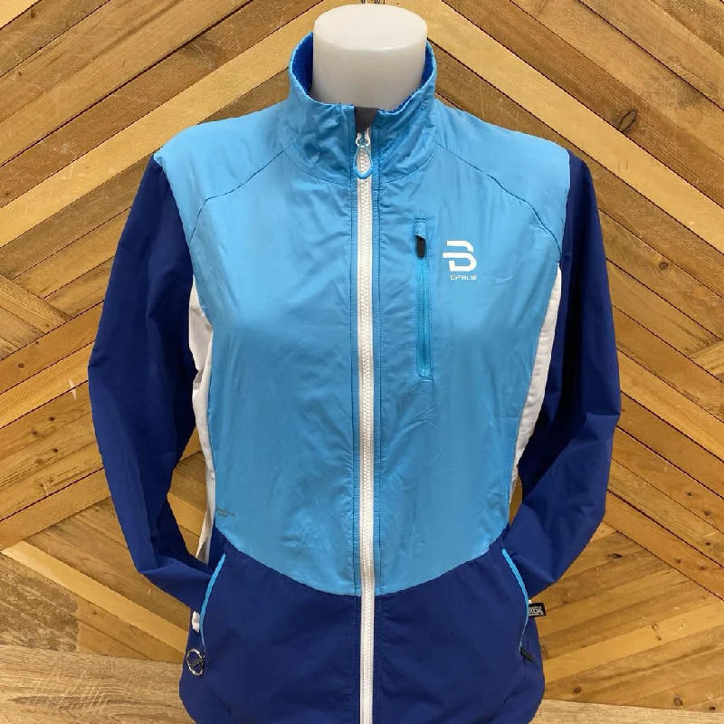 Daehlie - Women's Polartec Full-Zip Softshell Active Jacket - MSRP comp $180: Blue/White-women-XL Welt Pockets Slit Pockets Flap Pockets