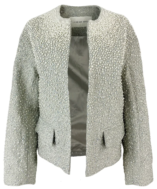 Dries Van Noten Heavily Embellished Brocade Jacket Denim Fabric Leather Fabric Suede Fabric