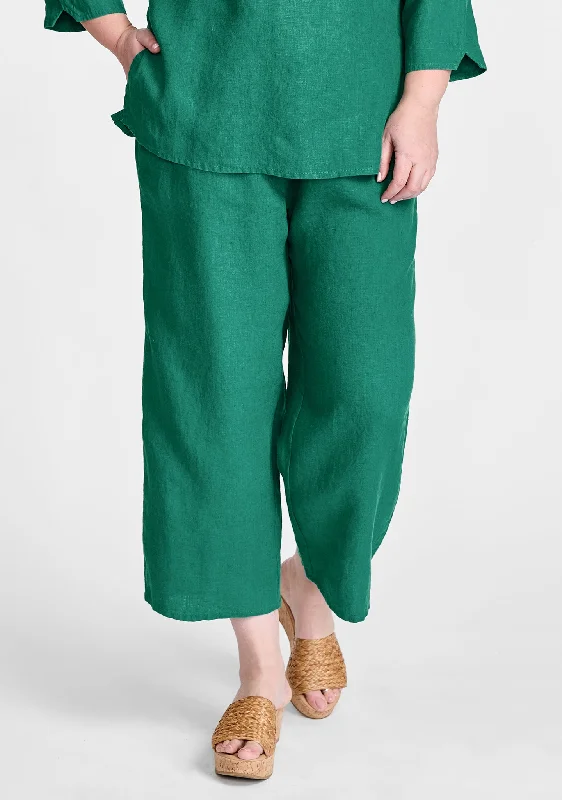 Floods - Linen Pants With Elastic Waist - FINAL SALE Fashionable Work Pants