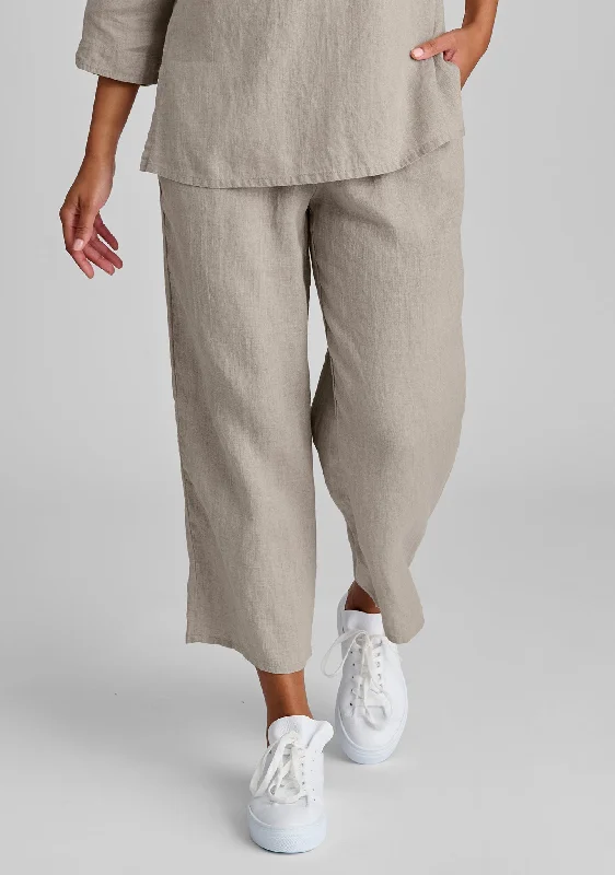 Floods - Linen Pants With Elastic Waist Comfortable Denim Pants