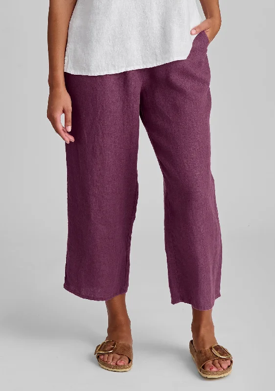 Floods - Linen Pants With Elastic Waist Comfy Cargo Trousers