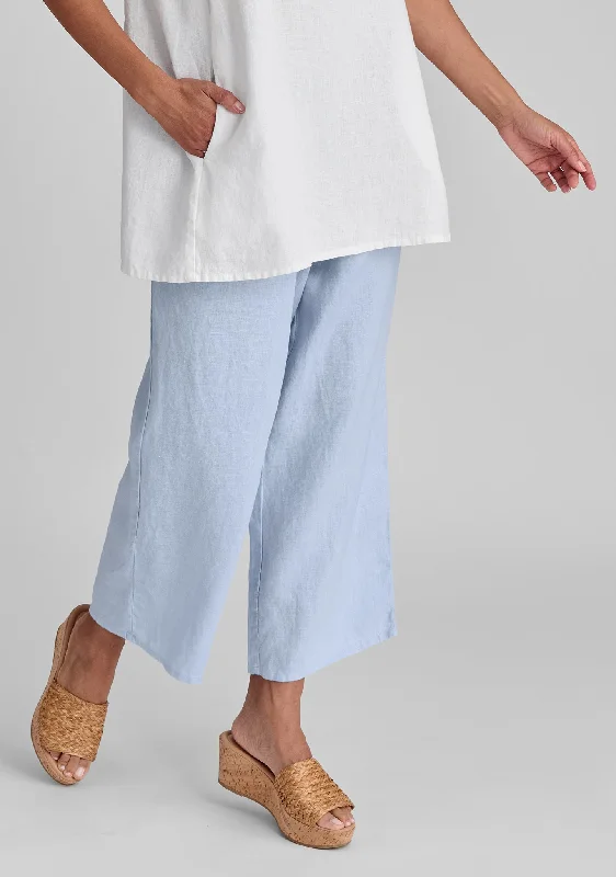 Floods - Linen Pants With Elastic Waist Classic Straight Pants