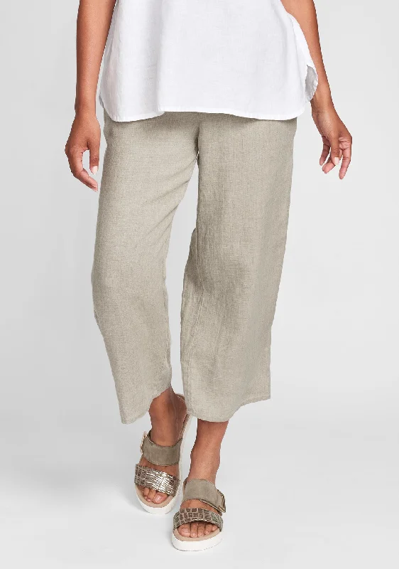 Floods - Linen Pants With Elastic Waist - FINAL SALE Trendy Work Pants
