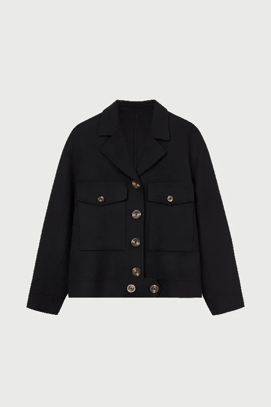 Florentine Worker Jacket Notch Collar Peter Pan Collar Cowl Neck