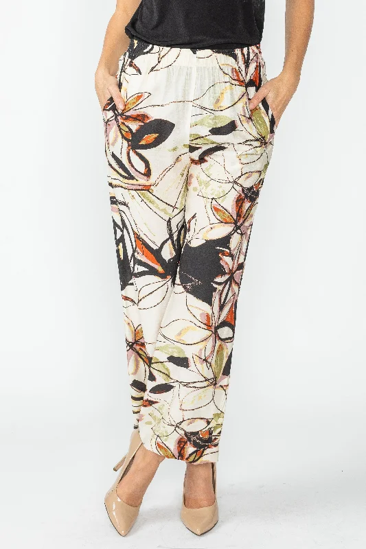 Flower Watercolor Print Pants Trendy Wide-Leg Pants