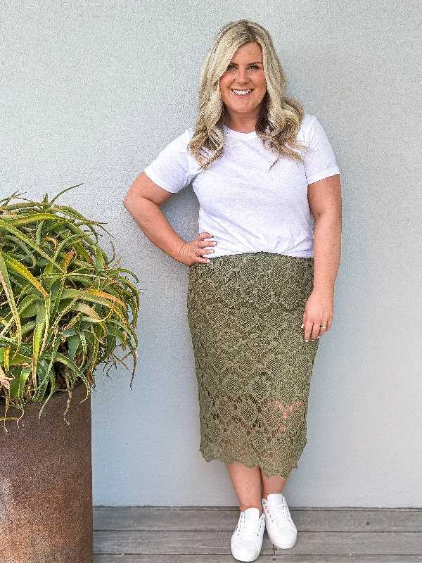 Giselle Skirt - Olive wool skirt thick