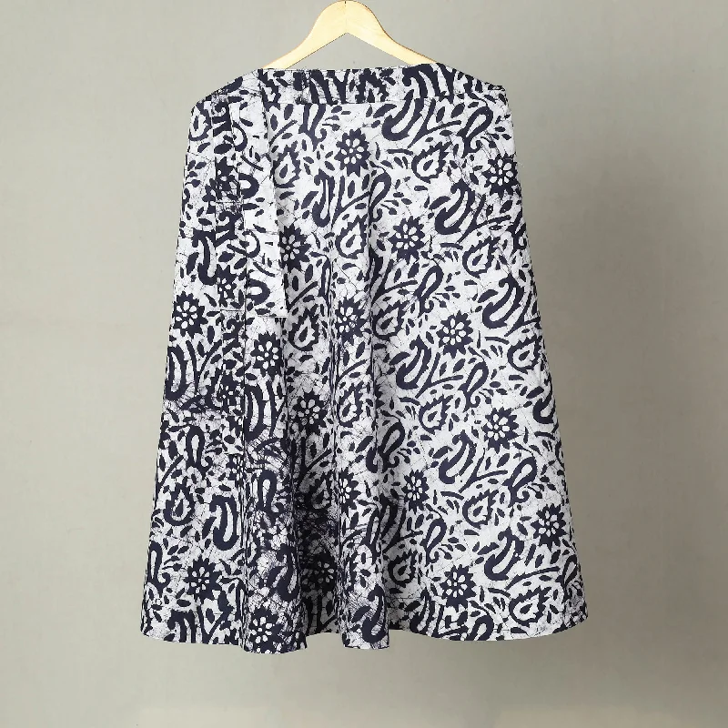 Black - Hand Batik Print Cotton Wrap Around Skirt 35 tiered skirt playful