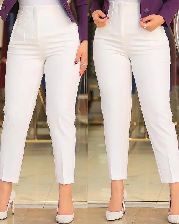 High Waist Cropped Work Pants Classic Bootcut Trousers