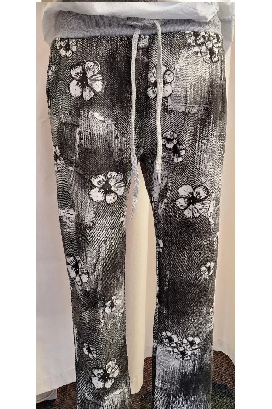 Italian Stretch Pants - Pansy, Charcoal Cozy Knit Pants