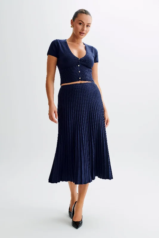 Jolene Rib Knit Midi Skirt - Navy tulle skirt dreamy