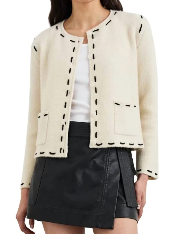 Juliette Jacket In Ivory Herringbone Jacket Houndstooth Jacket Plaid Jacket