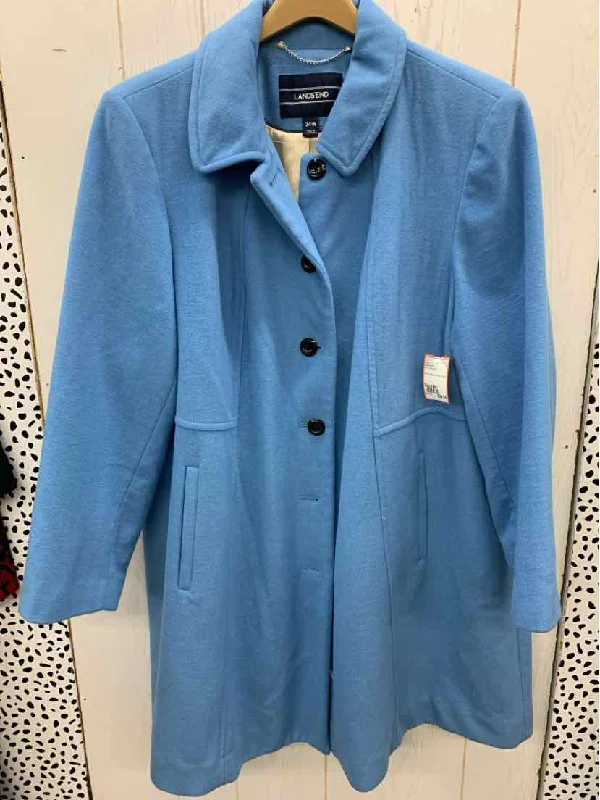 Lands End Blue Womens Size 24W Jacket (Outdoor) Lace Jacket Ribbed Jacket Sequined Jacket