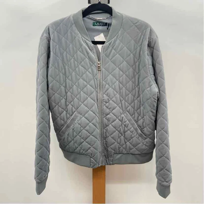 Lauren Ralph Lauren Women's Size XL Gray Quilted Jacket Print Jacket Jacquard Jacket Patchwork Jacket