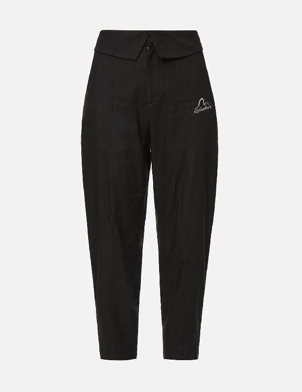 Logo Embroidery Tapered Pants Stretch Fit Pants