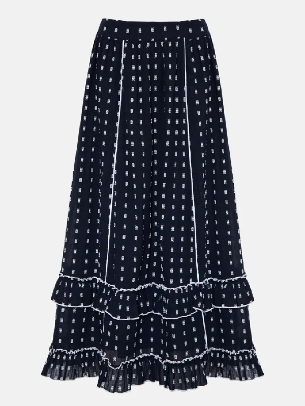 Loretta Skirt in Navy Polka corduroy skirt comfortable