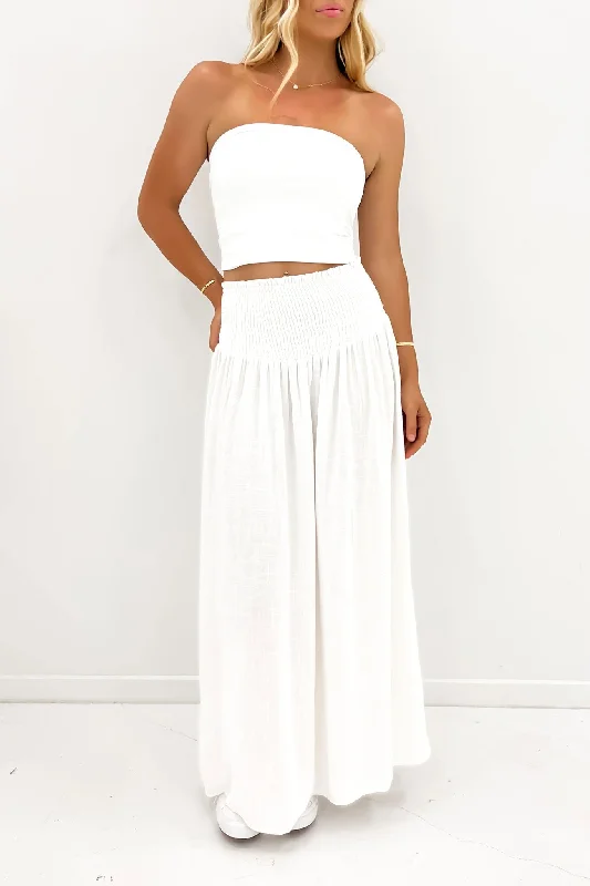 Luxe Linen Shired Maxi Skirt Vintage White leather skirt durable