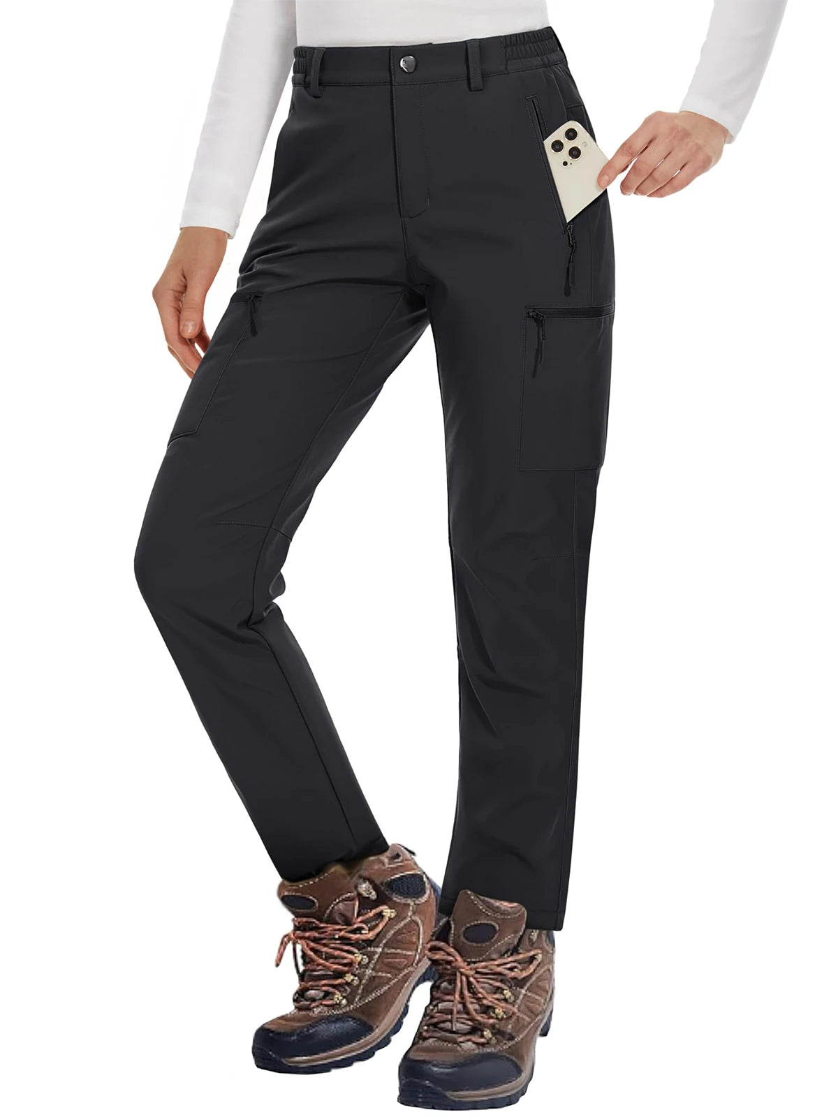 MAGCOMSEN Winter Fleece Lined Outdoor Ski Snowboard Pants - Women's Trendy Wide-Legged Trousers
