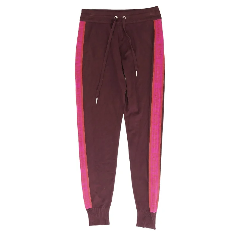 Maroon Color Block Jogger Pants Comfortable Wide-Leg Pants