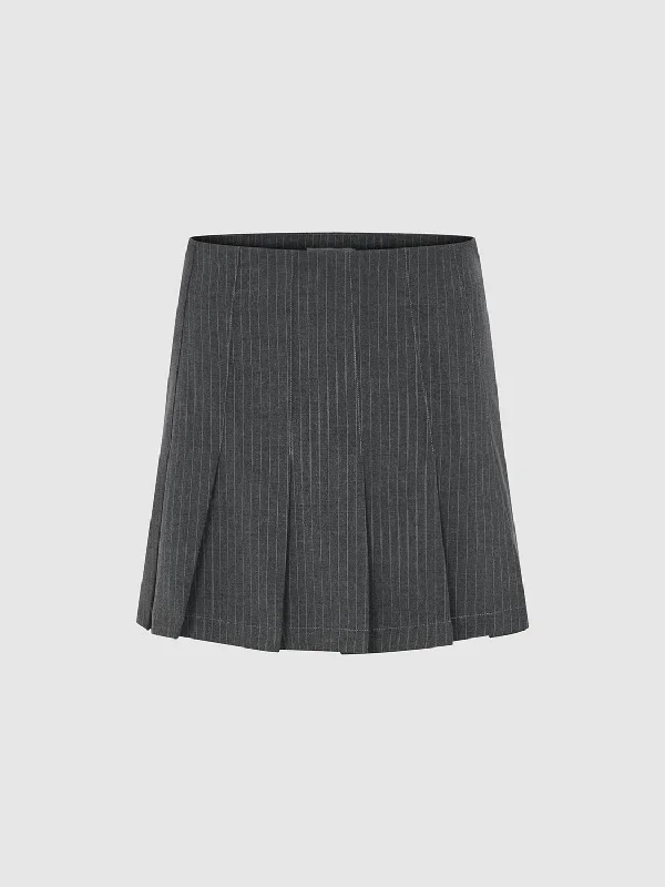 Mini Pleated A-Line Skirts wool skirt thick