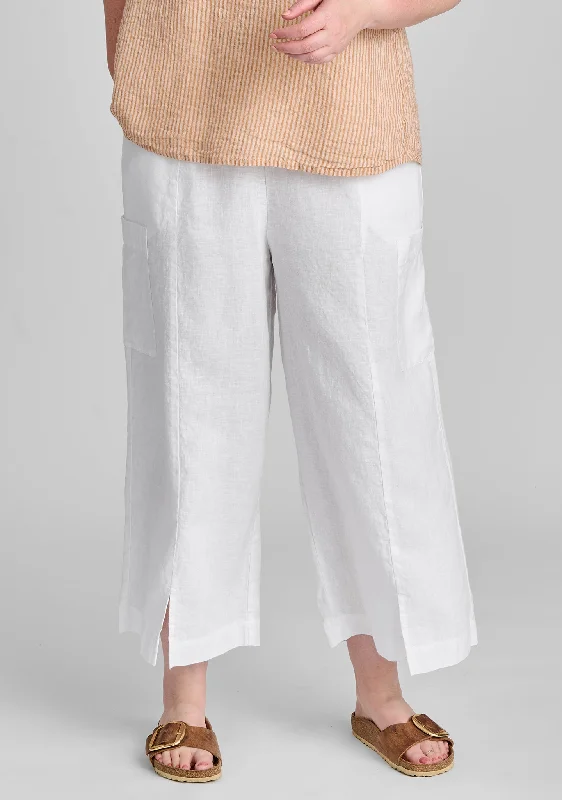 Modern Flood - Linen Pants With Elastic Waist Cozy Full-Length Pants