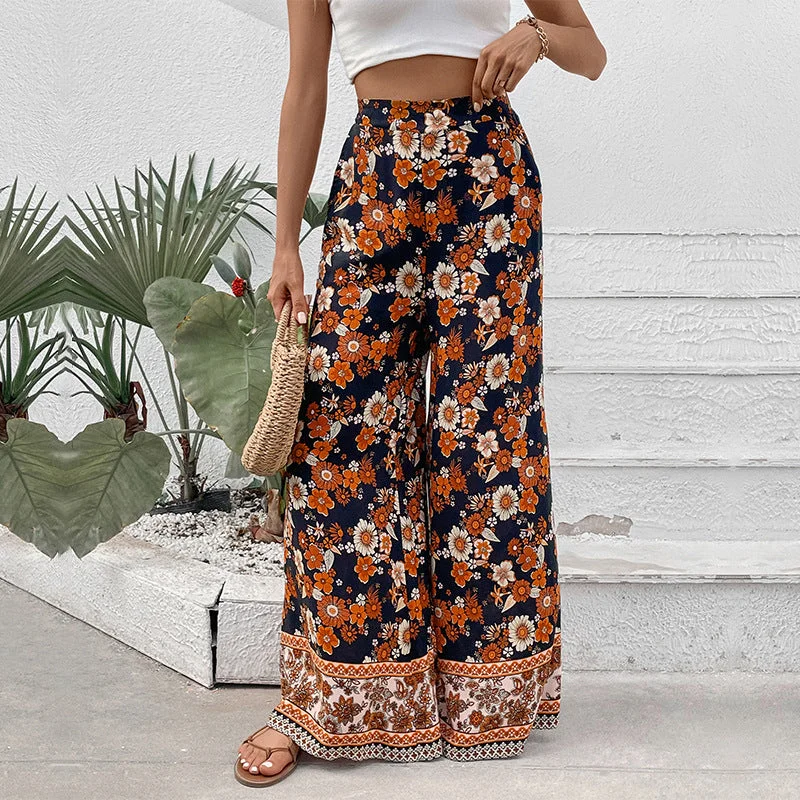 New floral fashion print wide-leg pants Soft Sweatpants Style