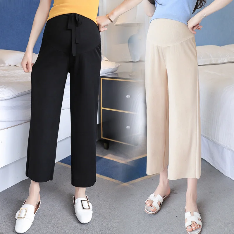 NiDELL Maternity Pants . Spring and Summer Ice Silk Wide-Leg Pants Cropped Pants Summer Outer Wear Straight Thin Strap Loose Belly Lift Pants Formal Slim Pants NiDELL Maternity Pants . Spring and Summer Ice Silk Wide-Leg Pants Cropped Pants Summer Outer Wear Straight Thin Strap Loose Belly Lift Pants Formal Slim Pants