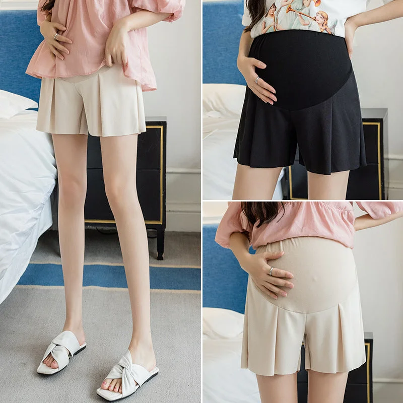 NiDELL: Pregnant Women’s Elegant Wide Leg Short pants for Summer Classic Pleated Pants