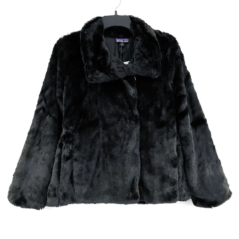 NWT Wmns PATAGONIA Black Plush Faux Fur Pelage Sable Jacket Sz XS MSRP$129 Tailored Jacket Straight Jacket A-Line Jacket