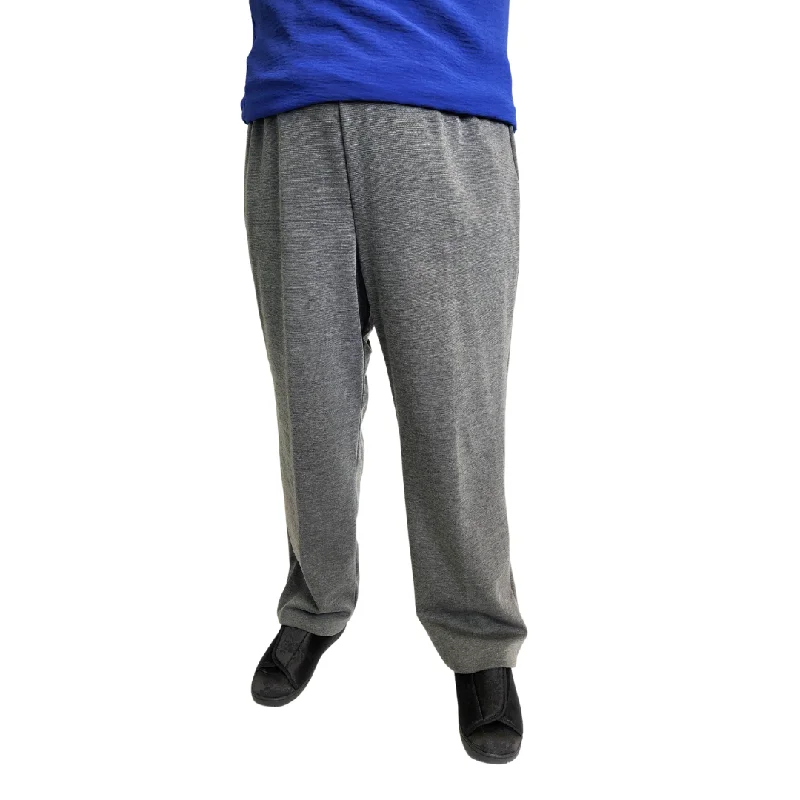 Petite Length - Adaptive Ladies' Cozy Knit Open Back Pants - Dark Grey Trendy Velvet Pants