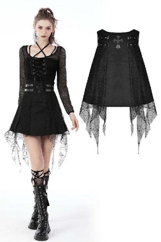 Punk rock cross spider net mini skirt KW245 maxi skirt elegant