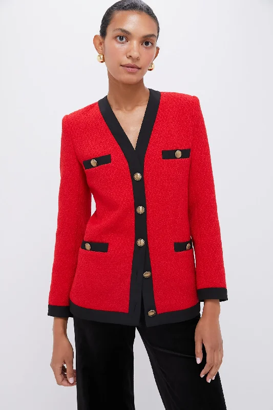 Red Lenore Jacket Wool Jacket Cashmere Jacket Tweed Jacket