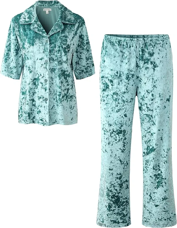 Richie House Women's Velvet Pajama Set Soft Pjs with Pockets Top and Leg Pants Lounge S-3XL RHW4095 Casual Wide Pants Richie House Women's Velvet Pajama Set Soft Pjs with Pockets Top and Leg Pants Lounge S-3XL RHW4095 Casual Wide Pants