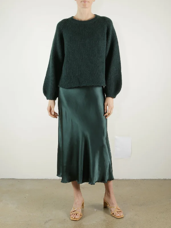Riley Skirt in Vintage Satin - Emerald patchwork skirt art