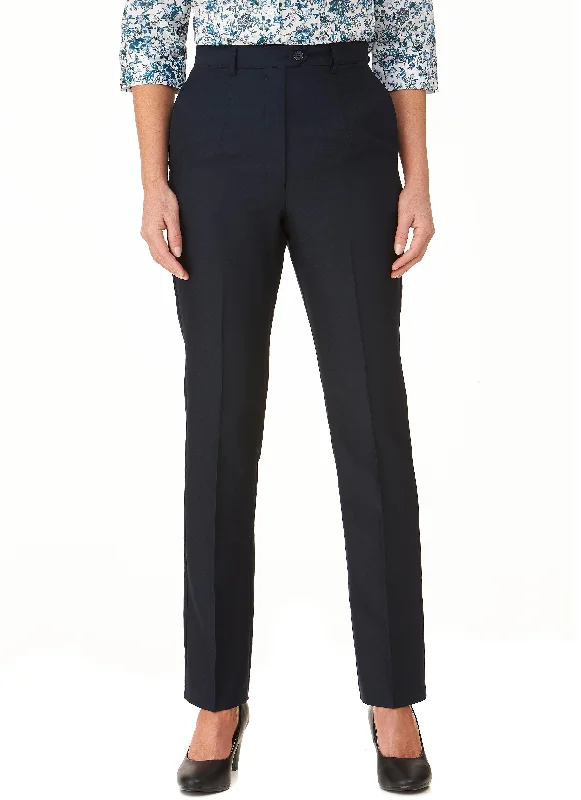 ROBINVALE FLAT FRONT PANT - NAVY Formal Stretch Pants