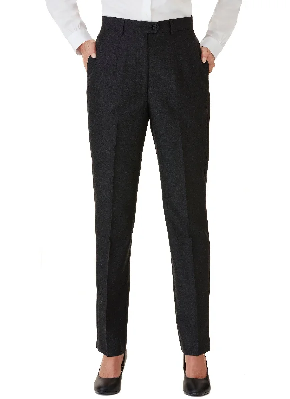 ROBINVALE FLAT FRONT PANT - CHARCOAL Chic Wool Trousers