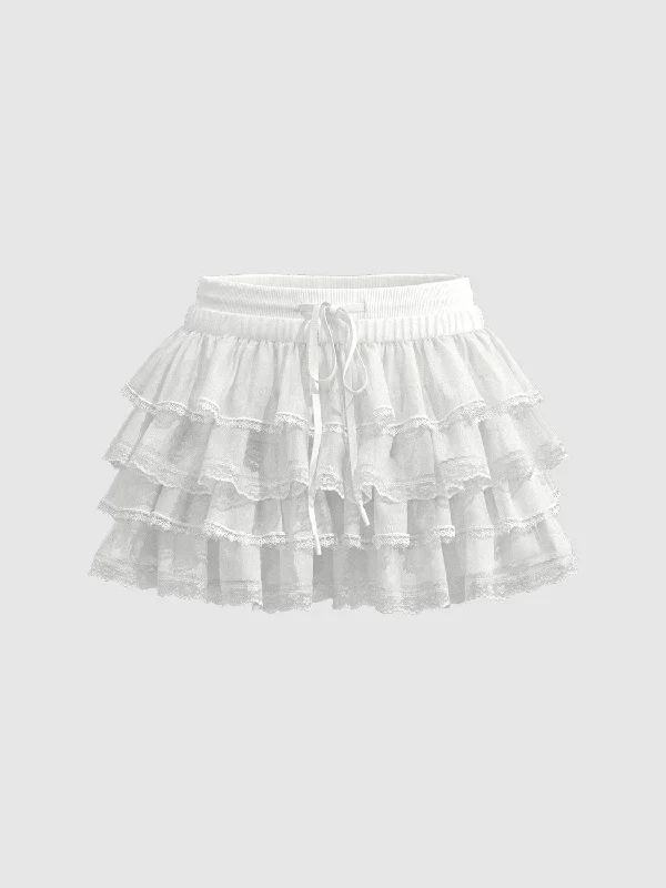 Ruffle Hem A-Line Skirts wool skirt sturdy