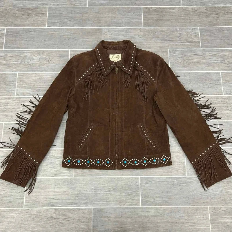 Scully Fringe & Beaded Suede Jacket, Size Medium Wool Jacket Cashmere Jacket Tweed Jacket