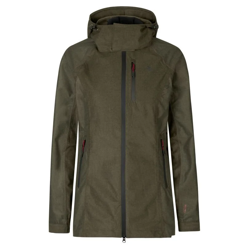 Seeland Avail Ladies SEETEX Waterproof Jacket - Pine Green Melange Notch Collar Peter Pan Collar Cowl Neck