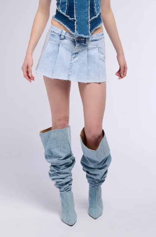 SICILY ACID WASHED DENIM MINI SKIRT denim skirt classic