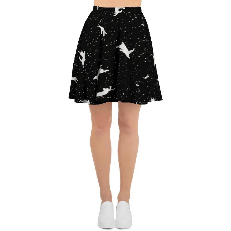 Silhouette Cat Print Women's Skirt velvet skirt luxury