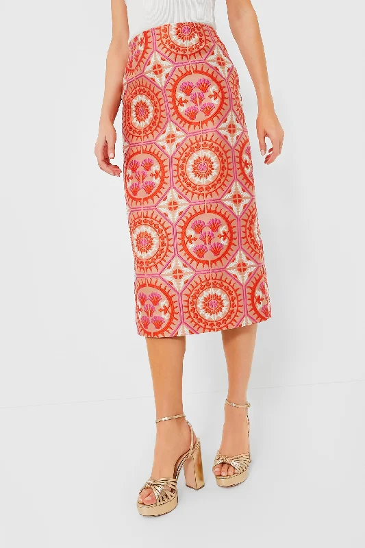 Sun Jacquard Pencil Skirt wool skirt warm