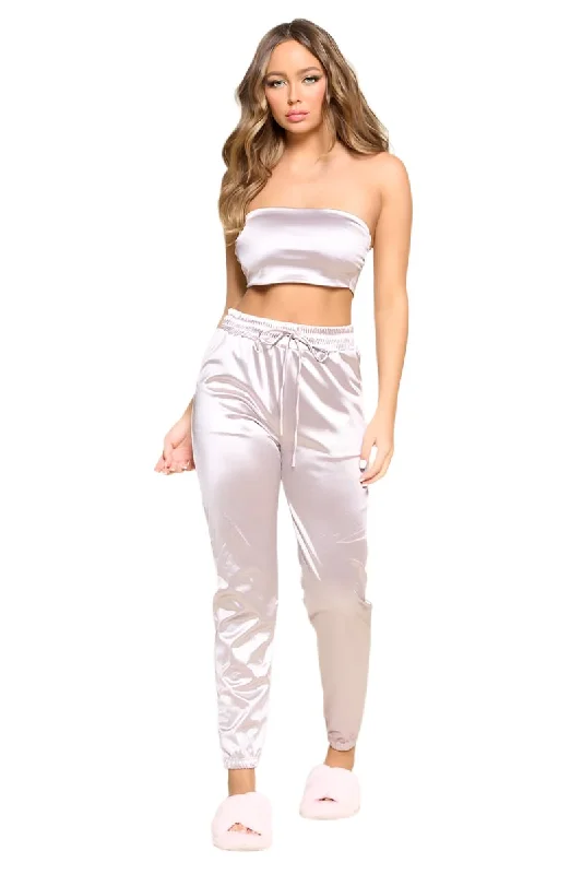 Tube Top Pant Set Warm Wool Trousers