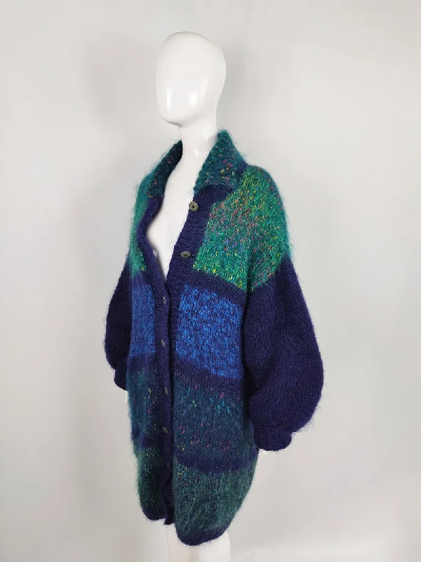 Vintage 1980s Mohair Oversized Fuzzy Checked Jacket Jersey Jacket Tulle Jacket Batik Jacket