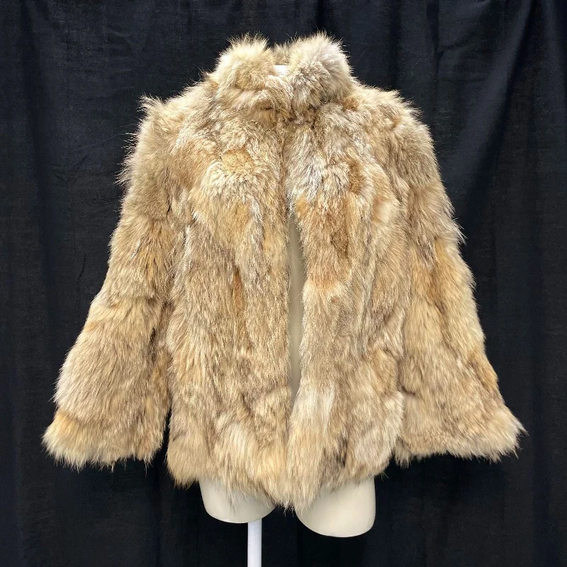 Wmns 60s Vintage A.J. UGENT Tan Genuine Coyote Fur Mock Neck Jacket 40" Bust Elasticated Jacket Padded Jacket Insulated Jacket